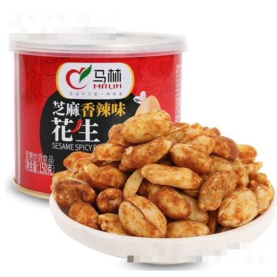 馬林食品芝麻香辣味花生罐裝150克堅果炒貨食品